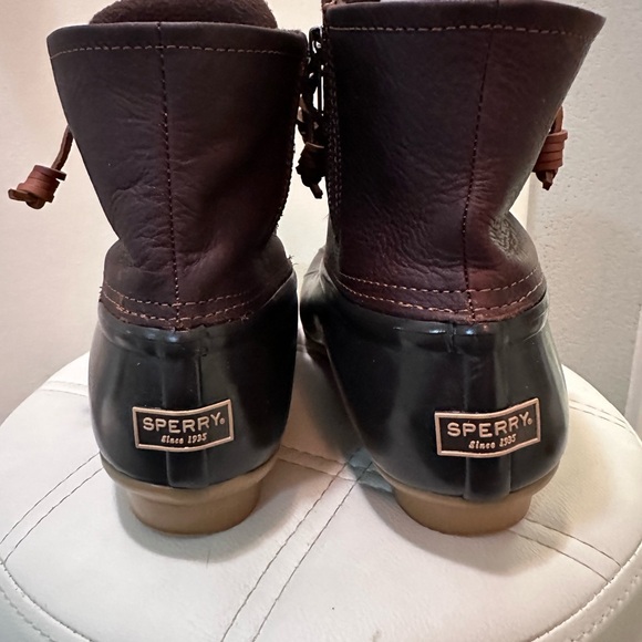 SPERRY Top-Sider Waterproof Saltwater Leather & Rubber Brown Duck Boots Size 9.5 - Picture 6 of 11